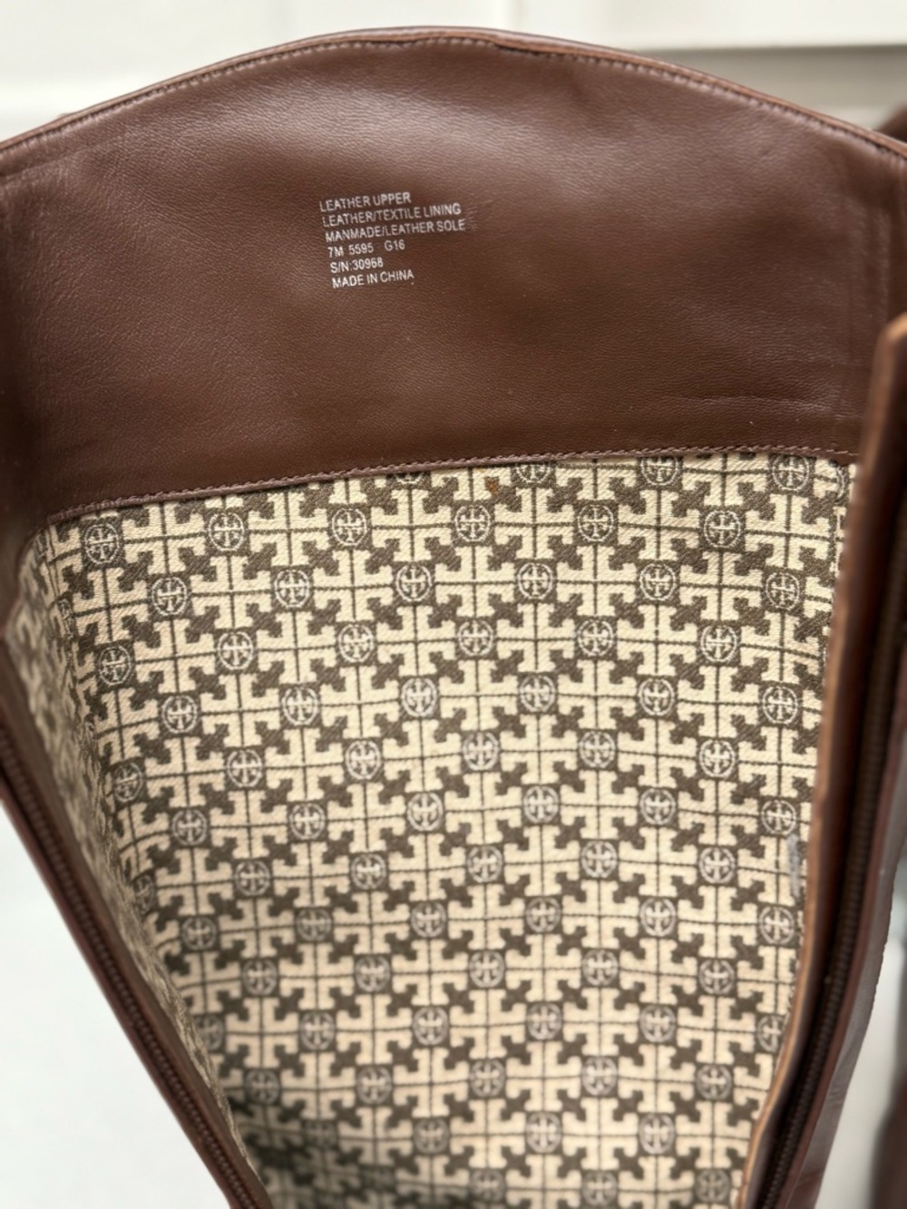 Tory Burch Chestnut Brown Leather Knee Boots with Gold Logo - Picture 7 of 9